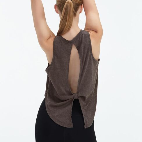 Women’s Sleeveless Athletic Tank Top, Open Back Tie Knot Design, Lightweight Activewear Shirt, for Yoga, Gym, Fitness in Saudi Arabia