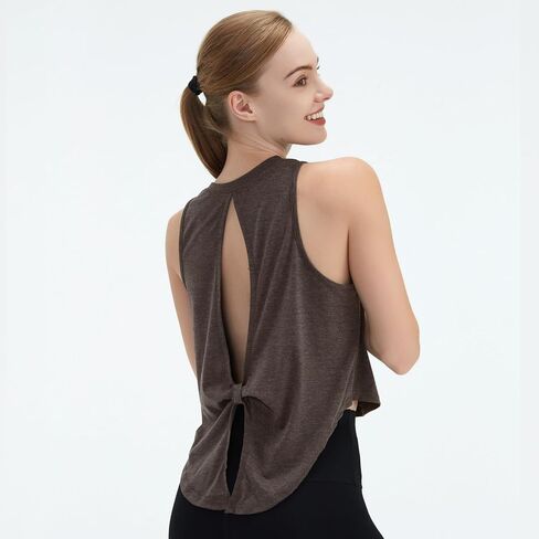 Women’s Sleeveless Athletic Tank Top, Open Back Tie Knot Design, Lightweight Activewear Shirt, for Yoga, Gym, Fitness in Saudi Arabia