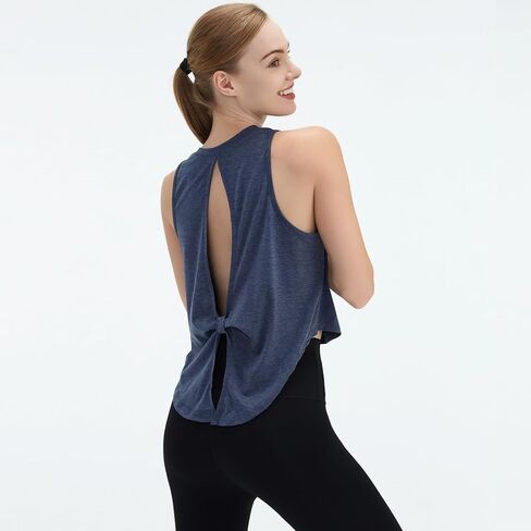 Women’s Sleeveless Athletic Tank Top, Open Back Tie Knot Design, Lightweight Activewear Shirt, for Yoga, Gym, Fitness in Saudi Arabia