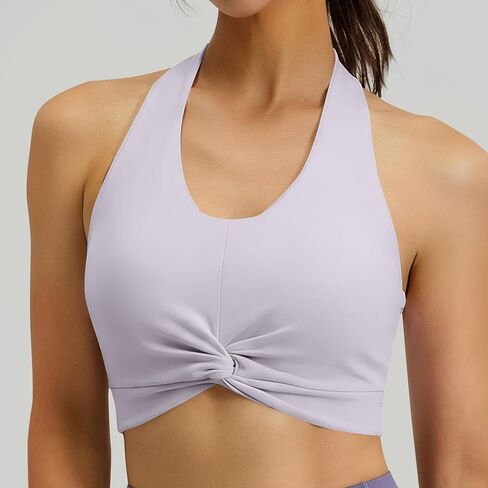 Women's Twist Front Halter Workout Tank Top - Backless Cropped Athletic Top, Breathable Yoga Shirt for Gym Running Fitness in Saudi Arabia