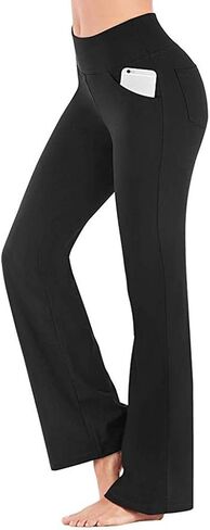Bootcut Yoga Pants with Pockets for Women Wide Leg Pants High Waist Workout Pants Tummy Control Work Pants Sweatpants in Kuwait