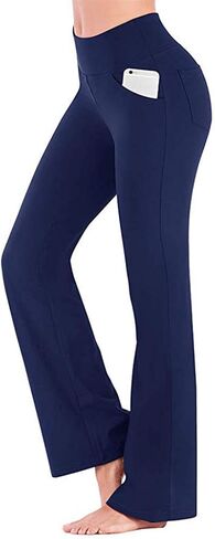 سروال اليوغا Bootcut مع جيوب للنساء السراويل واسعة الساق عالية الخصر تجريب السراويل البطن التحكم العمل السراويل Sweatpants in Kuwait