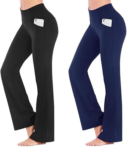 Bootcut Yoga Pants with Pockets for Women Wide Leg Pants High Waist Workout Pants Tummy Control Work Pants Sweatpants in Kuwait
