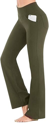 Bootcut Yoga Pants with Pockets for Women Wide Leg Pants High Waist Workout Pants Tummy Control Work Pants Sweatpants in Kuwait