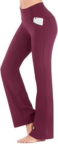 Bootcut Yoga Pants with Pockets for Women Wide Leg Pants High Waist Workout Pants Tummy Control Work Pants Sweatpants in Kuwait