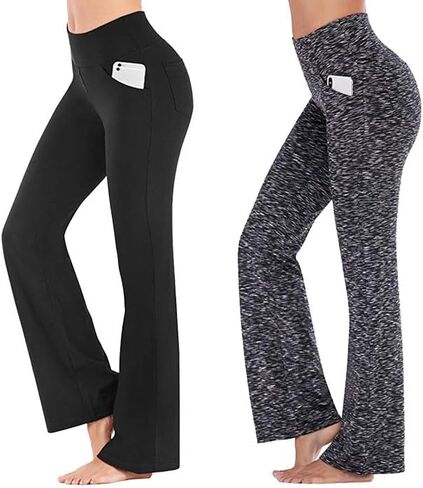 Bootcut Yoga Pants with Pockets for Women Wide Leg Pants High Waist Workout Pants Tummy Control Work Pants Sweatpants in Kuwait