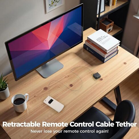 4 PCS Retractable Remote Control Cable Tethers, 6.5 Ft Retractable Anti-Theft Tether Lock for Electronics, Self-Adhesive or Drilling Installation, Adjustable Retention Length in Saudi Arabia