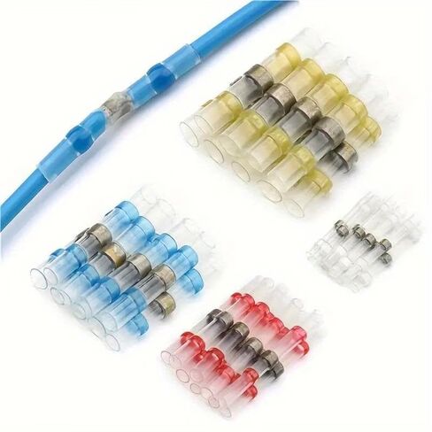 50PCS Heat Shrink Solder Sleeves, Wire Crimp Butt Connectors, PE Insulated Waterproof Cable Terminals with Storage Box for Secure Electrical Connections in Saudi Arabia