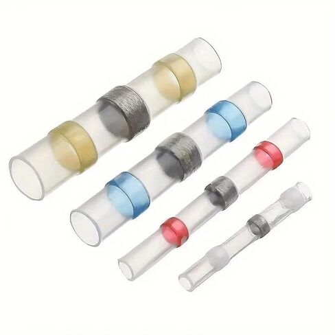50PCS Heat Shrink Solder Sleeves, Wire Crimp Butt Connectors, PE Insulated Waterproof Cable Terminals with Storage Box for Secure Electrical Connections in Saudi Arabia