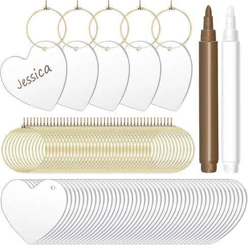 50 قطعة من حليات النبيذ الفارغة من الأكريليك لكأس مع قلم تحديد لؤلؤي لكوكتيل الشمبانيا الجذعية بالجملة ملصقات فارغة ذاتية الصنع لحفلات الزفاف والعشاء in Kuwait