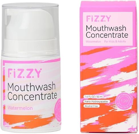Fizzy Mouthwash Concentrate | Remineralizing Enamel Repair, Nano Hydroxyapatite | 20X Concentrated Travel Size | No Fluoride, Alcohol, Dye | Xylitol, Dry Mouth | Non-Mint | Kids & Adults | Watermelon in Saudi Arabia