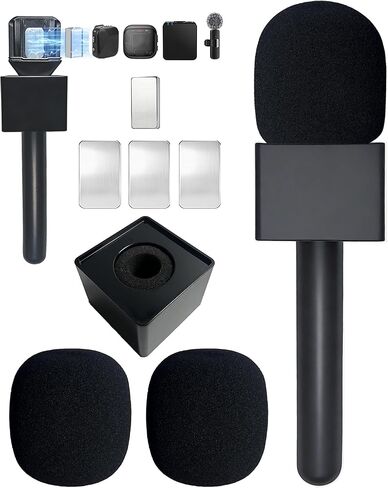 2PCS Mic Adapter for DJI/DJI Mini/2/3, Magnetic Mic Holder for Rode/Hollyland Lark and Other Wireless Lavalier Mic, Universal Microphone Holder with Wind Muff for Interview, TIK Tok, Podcast, Reports in Saudi Arabia
