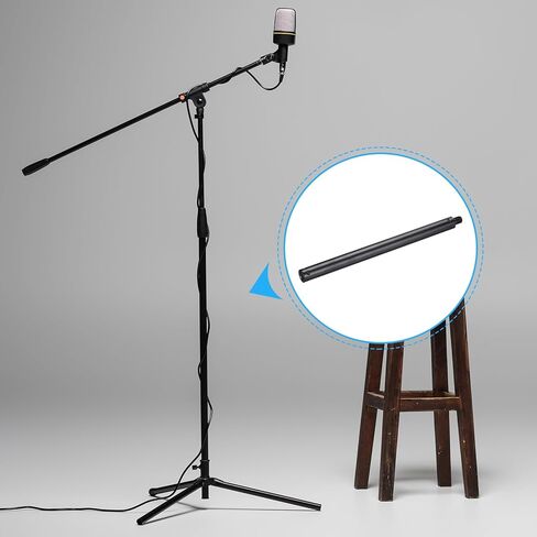 MECCANIXITY Metal Microphone Stand Extension Tube 3/8" Male to 3/8" Female Mic Extension Pipe Stand Extenders Screw Rods for Extended Microphone, 8.27 x 0.6 Inch, Black in Saudi Arabia