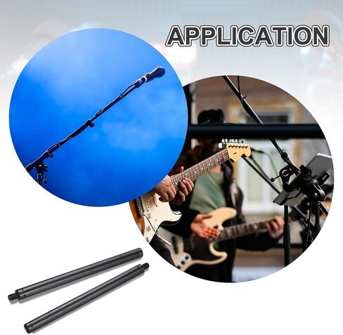 MECCANIXITY Metal Microphone Stand Extension Tube 3/8" Male to 3/8" Female Mic Extension Pipe Stand Extenders Screw Rods for Extended Microphone, 8.27 x 0.6 Inch, Black in Saudi Arabia