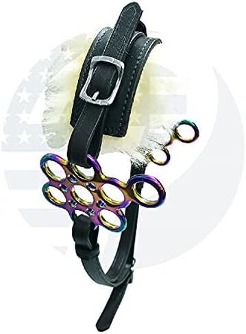قوس قزح متعدد Hackamore Bitless Horse Bit جلد أسود غربي إنجليزي مع فراء أصلي in Kuwait