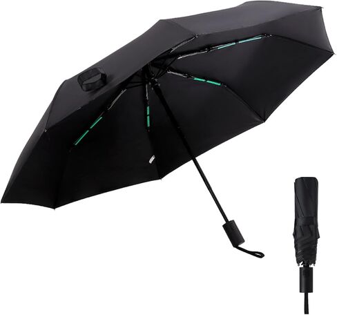 Automatic Compact Folding Umbrella with Wind Resistant 8-Rib Structure, Auto Open and Close, Travel Size for Rain and Sun Use for Men and Women in Saudi Arabia