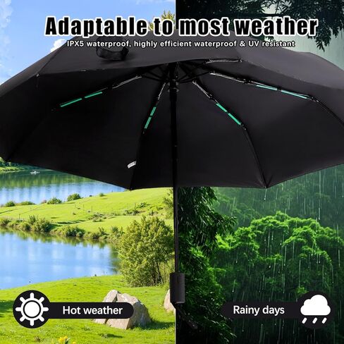 Automatic Compact Folding Umbrella with Wind Resistant 8-Rib Structure, Auto Open and Close, Travel Size for Rain and Sun Use for Men and Women in Saudi Arabia