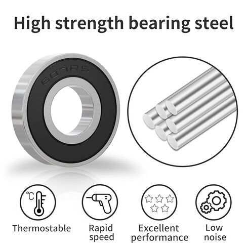 10Pcs 607RS Deep Groove Ball Bearings ID 7mm x OD 19mm x Width 6mm 607-2RS Double Rubber Seal Deep Groove Ball Bearings Miniature Bearing Industrial Bearing in Kuwait