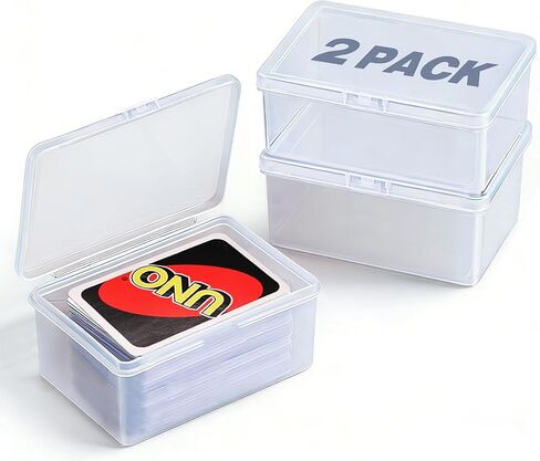2PCS UNO Card Case Game Card Storage Box, Clear Plastic UNO Card Holder, High Capacity Card Holders for Playing Cards (NO Cards) in Saudi Arabia