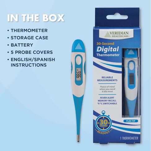 Veridian Oral & Rectal Digital Thermometer Stick Digital Display 08-355 1 Each in Kuwait