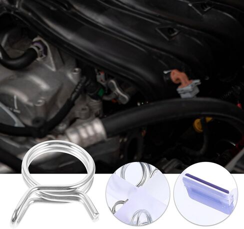 70pcs Double Wire Spring Hose Clamps Fuel Line Hose Fastener Clamps Small Adjustable Stainless Steel Pipe Clips for Automotive and Industrial Plumbing in Saudi Arabia