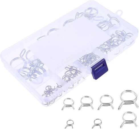 LIFKOME 70pcs Spring Clip Fuel Line Hose Clamps Double Wire Small Tube Clamps for Automotive and Motorcycle Silicone Hose Replacement, Suitable for Engine Fuel Lines in Saudi Arabia
