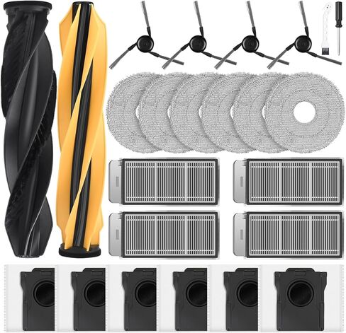24 قطعة قطع غيار بديلة لـ Dreame X50 Ultra/L50 Ultra/Matrix10 Ultra/L40s Pro Ultra/Mova V50 Ultra Robot، فرشتان رئيسيتان، 4 مرشحات، 4 فرش جانبية، 6 وسادات ممسحة، 6 أكياس غبار، 1 خطاف تنظيف و1 مفك براغي in Kuwait