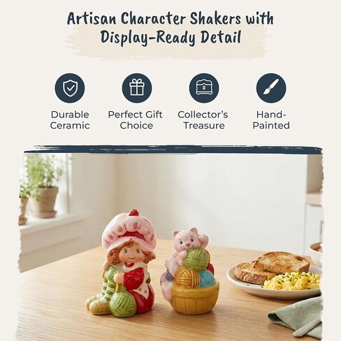 Strawberry Shortcake Purr-fect Knitting Time Salt and Pepper Set, 4.25"L x 2.5"W x 3.25"H created by Blue Sky Clayworks in Saudi Arabia