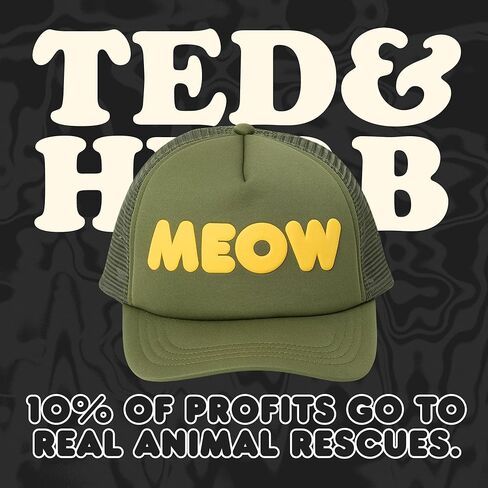 TED & HERB Meow Trucker Hat | Adjustable 100% Polyester | Puff Ink Print | Casual Standard Fit | Rescue Support in Saudi Arabia