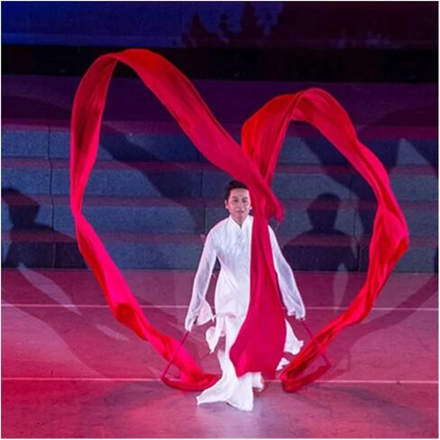 Streamer with Rods Hand-Made Flowy Red Belly Dancing Polyester Throwing Streamers Long Stage Props Accessory 3 Sizes Throw Streamers(S) in Saudi Arabia