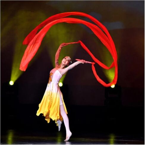 Streamer with Rods Hand-Made Flowy Red Belly Dancing Polyester Throwing Streamers Long Stage Props Accessory 3 Sizes Throw Streamers(S) in Saudi Arabia
