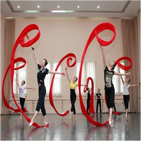 Streamer with Rods Hand-Made Flowy Red Belly Dancing Polyester Throwing Streamers Long Stage Props Accessory 3 Sizes Throw Streamers(S) in Saudi Arabia