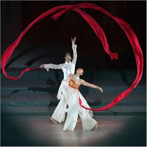 Streamer with Rods Hand-Made Flowy Red Belly Dancing Polyester Throwing Streamers Long Stage Props Accessory 3 Sizes Throw Streamers(S) in Saudi Arabia