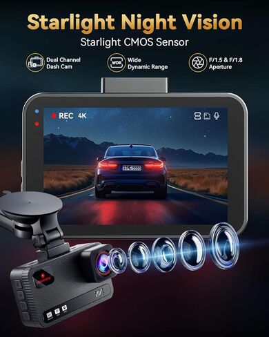 4K+4K DASH CAM الأمامي والخلفي ، بطاقة 128 جيجابايت مجانية ، و WIFI 5.8GHz والتحكم في التطبيق ، GPS المدمج فائقة ، مستشعر G ، زاوية واسعة 170 درجة ، شاشة 3 "IPS ، وضع وقوف السيارات 24H ، دعم 512 جيجابايت كحد أقصى in Kuwait