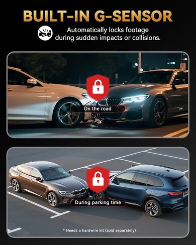 4K+4K DASH CAM الأمامي والخلفي ، بطاقة 128 جيجابايت مجانية ، و WIFI 5.8GHz والتحكم في التطبيق ، GPS المدمج فائقة ، مستشعر G ، زاوية واسعة 170 درجة ، شاشة 3 "IPS ، وضع وقوف السيارات 24H ، دعم 512 جيجابايت كحد أقصى in Kuwait