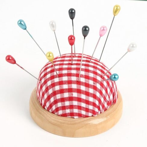1PC Checkered Cloth Needle Bag and Cross Stitch Needle Ball for DIY Hand Sewing, Red in Saudi Arabia