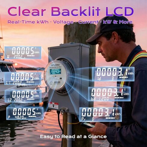 عدادات فرعية كهربائية رقمية لأصحاب العقارات، مرحلة واحدة 120/240 فولت، عداد استخدام الكهرباء، عداد طاقة الطاقة، عداد فرعي كيلوواط ساعة، عدادات كهربائية فرعية من ANSI Form 2S لطاقة RV، وحدات الإيجار in Kuwait