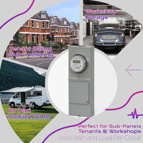 عدادات فرعية كهربائية رقمية لأصحاب العقارات، مرحلة واحدة 120/240 فولت، عداد استخدام الكهرباء، عداد طاقة الطاقة، عداد فرعي كيلوواط ساعة، عدادات كهربائية فرعية من ANSI Form 2S لطاقة RV، وحدات الإيجار in Kuwait