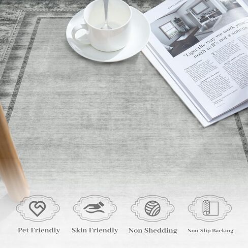 LIVEBOX 3x5 سجادة خضراء قابلة للغسل، سجاد صغير حديث بحدود للمدخل، سجادة غرفة نوم مزرعة عتيقة غير قابلة للانزلاق، كاربرت للحمام وغرفة المعيشة وديكور المطبخ (أخضر 3'x5') in Saudi Arabia