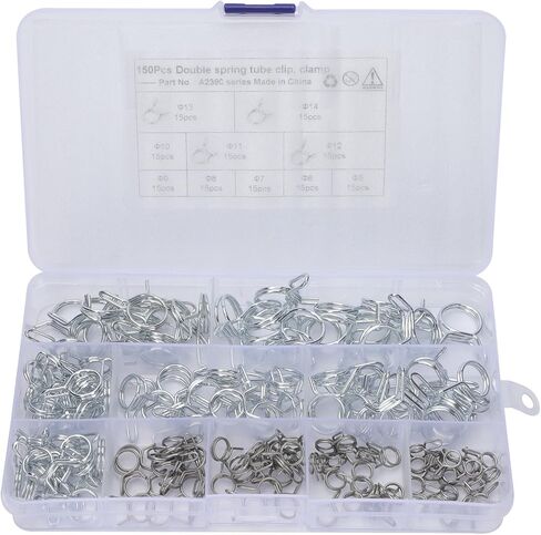 150 قطعة من المشابك الزنبركية لخرطوم الأسلاك المزدوجة، مشابك أنابيب مياه من الفولاذ المقاوم للصدأ للسباكة والأنابيب والاستخدام الصناعي، مناسبة لخراطيم Φ5-φ14 in Kuwait