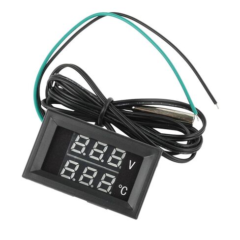 DC4-28V -40~120℃ Digital Voltmeter Thermometer 0.28" LED Display with 1meter NTC 10K Temp 5V 12V 24V 1Pcs(Red Red) in Saudi Arabia