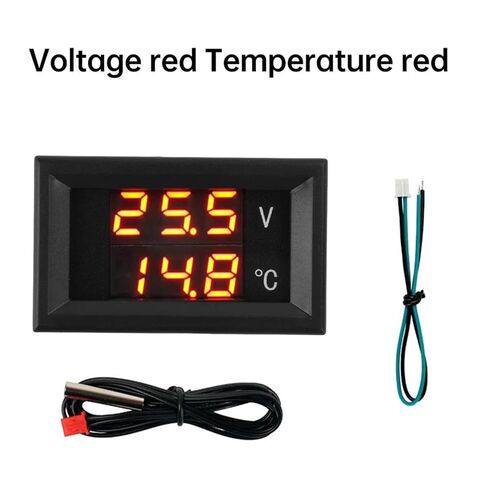 DC4-28V -40~120℃ Digital Voltmeter Thermometer 0.28" LED Display with 1meter NTC 10K Temp 5V 12V 24V 1Pcs(Red Red) in Saudi Arabia