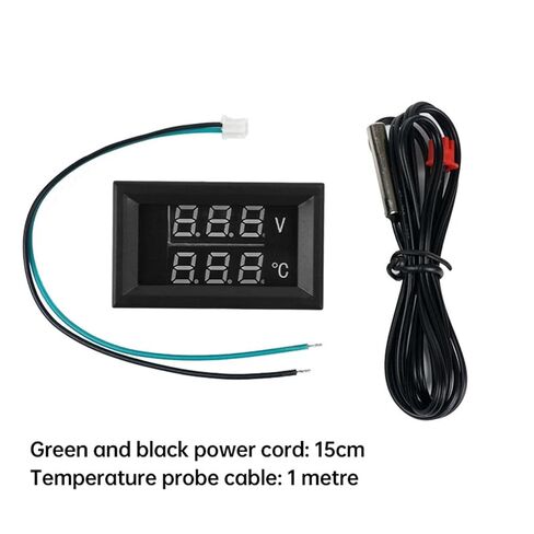 DC4-28V -40~120℃ Digital Voltmeter Thermometer 0.28" LED Display with 1meter NTC 10K Temp 5V 12V 24V 1Pcs(Red Red) in Saudi Arabia