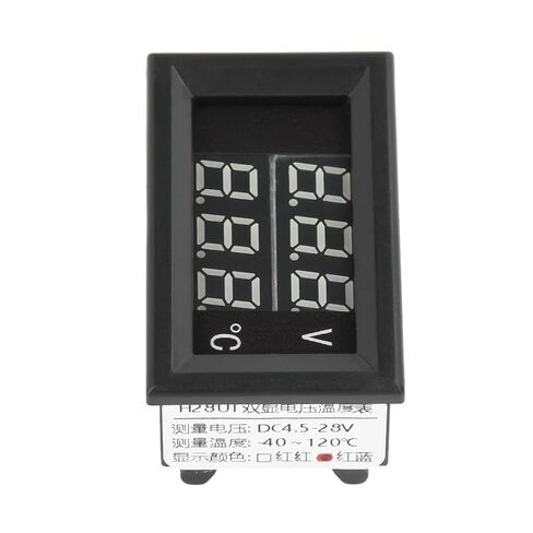 DC4-28V -40~120℃ Digital Voltmeter Thermometer 0.28" LED Display with 1meter NTC 10K Temp 5V 12V 24V 1Pcs(Red Red) in Saudi Arabia