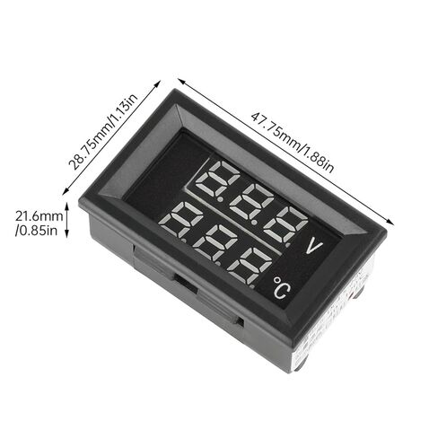 DC4-28V -40~120℃ Digital Voltmeter Thermometer 0.28" LED Display with 1meter NTC 10K Temp 5V 12V 24V 1Pcs(Red Red) in Saudi Arabia
