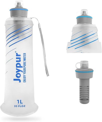 Water Filter Survival - Collapsible Water Bottle with Filter 0.01 Micron Squeeze Filtered Water Bottle 22oz for Hiking Backpacking Camping BPA-Free(White 650ml) in Saudi Arabia