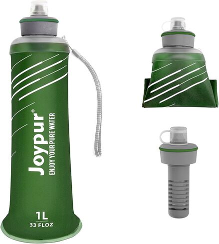 Water Filter Survival - Collapsible Water Bottle with Filter 0.01 Micron Squeeze Filtered Water Bottle 22oz for Hiking Backpacking Camping BPA-Free(White 650ml) in Saudi Arabia