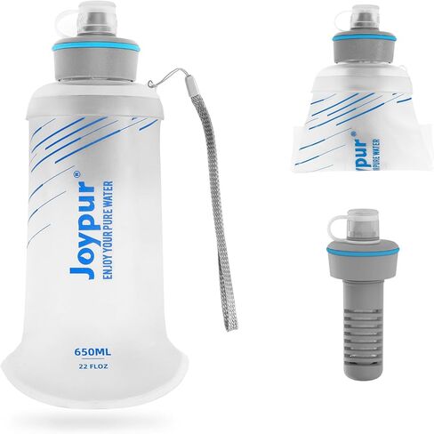 Water Filter Survival - Collapsible Water Bottle with Filter 0.01 Micron Squeeze Filtered Water Bottle 22oz for Hiking Backpacking Camping BPA-Free(White 650ml) in Saudi Arabia
