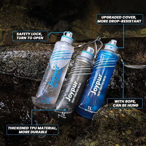 Water Filter Survival - Collapsible Water Bottle with Filter 0.01 Micron Squeeze Filtered Water Bottle 22oz for Hiking Backpacking Camping BPA-Free(White 650ml) in Saudi Arabia