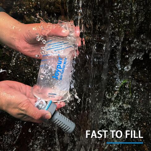 Water Filter Survival - Collapsible Water Bottle with Filter 0.01 Micron Squeeze Filtered Water Bottle 22oz for Hiking Backpacking Camping BPA-Free(White 650ml) in Saudi Arabia